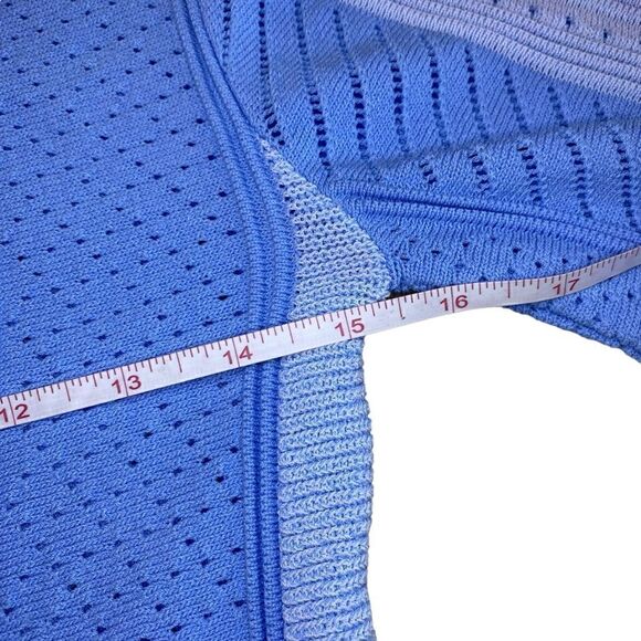 EUC Blue Amaryllis Sweater with White Accents and Ruffles - Picture 7 of 11